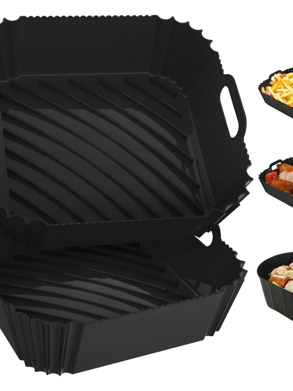 2 Pack Silicone Air Fryer Liners Reusable, 7.1 Inch Airfryer Liner 4-7 QT Square